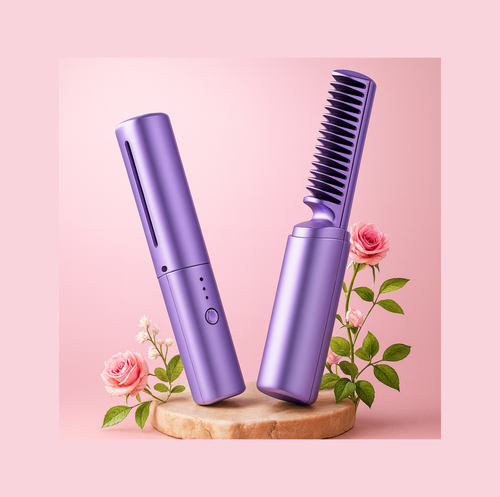 Cordless Mini Hair Straightener – Rechargeable Portable Hot Comb