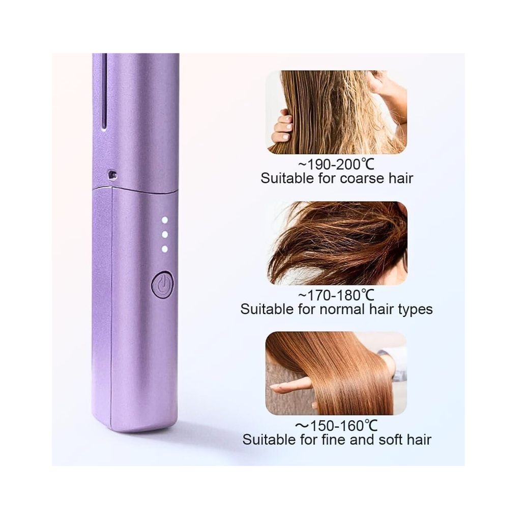 Cordless Mini Hair Straightener – Rechargeable Portable Hot Comb