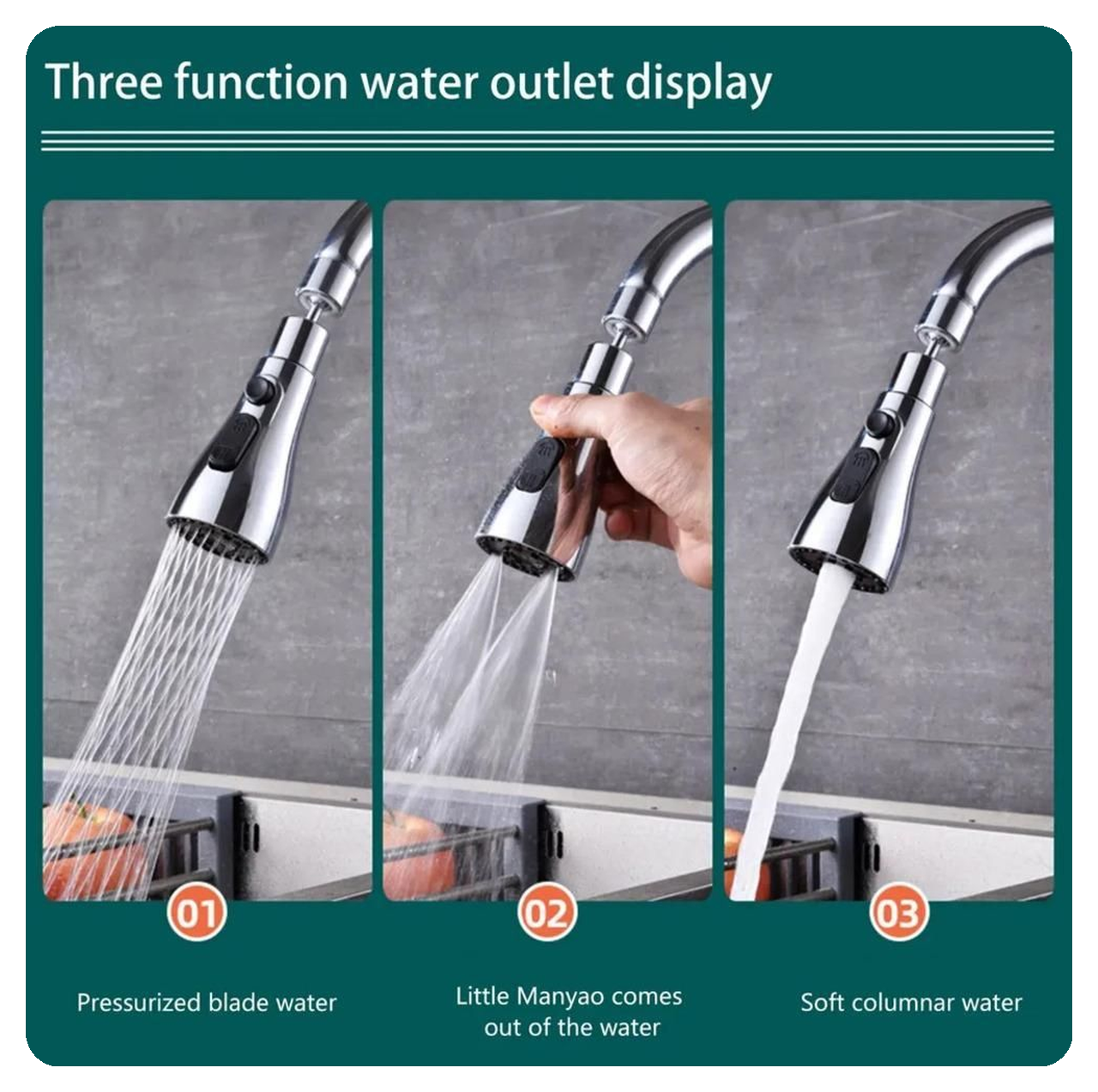 3-Mode High-Pressure Kitchen Sink Faucet Sprayer – Save Water, Clean Faster